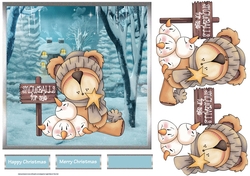 Cosy bear 7x7 card with decoupage