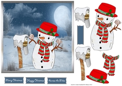 A snowman has mail 7x7 card with decoupage