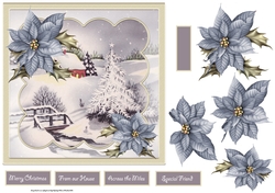 The bridge over the water 7x7 card with decoupage