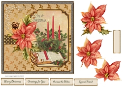 Joy at Christmas candles 7x7 card with decoupage