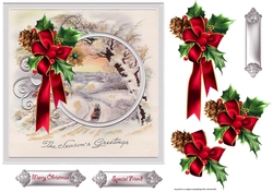 Christmas travel 7x7 card with decoupage