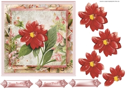 Beautiful Dahlia 7x7 card with decoupage