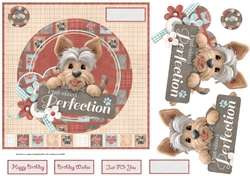 Perfect pet dog 7x7 card with decoupage