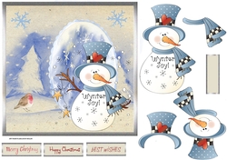 Wynter Joy Snowman 7x7 card with decoupage