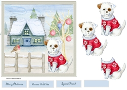 Puppy has a Christmas jumper on 7x7 card