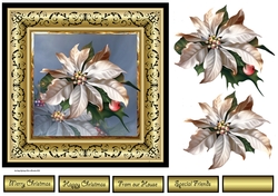 Festive poinsettia is a 7x7 card with large decoupage