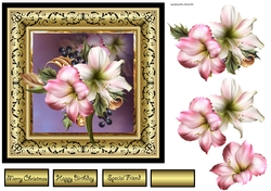 Amaryllis 7x7 card with decoupage
