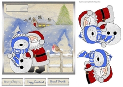 Santa hugs for the snowman
