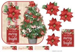Christmas tree and poinsettias 
