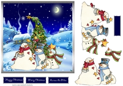 Snowmen hang the stars