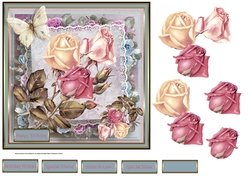 Vintage rose, lace and butterfly