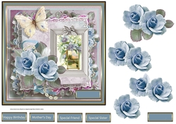 Blue rose and butterfly