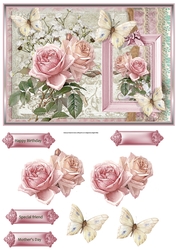 Vintage rose and butterfly