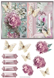 pink rose and butterfly