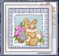 Bunny waters the flowers