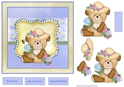 Happy bear with flowers