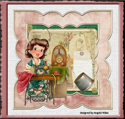 Vintage lady seamstress