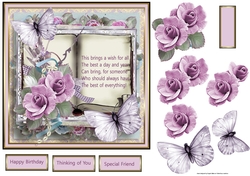 Violet rose and butterfly