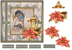 Nativity and poinsettia