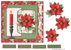 Poinsettia and Christmas candle