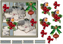 Robin, bauble and village