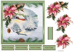 Winter scene with poinsettias
