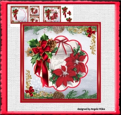 Red poinsettia and holly