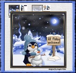Penguin built a snowman