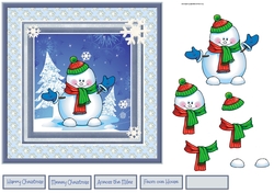 Snowman and snowflakes