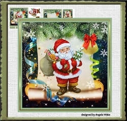 Santa with toy sack and tree