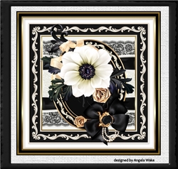 White anemone and black bow 7x7