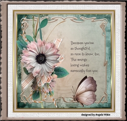 Pink daisy and butterfly