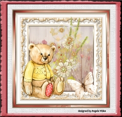 Teddy bear and flowers