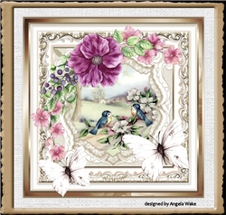 Birds and purple rose
