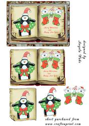 Christmas Book Penquin and Teddy Stockings