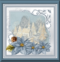 Church and blue poinsettia