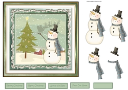 snowman and Christmas tree
