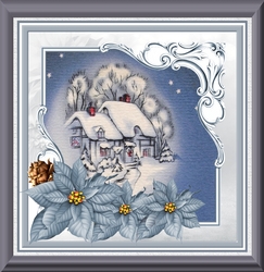 Blue poinsettia vintage Christmas