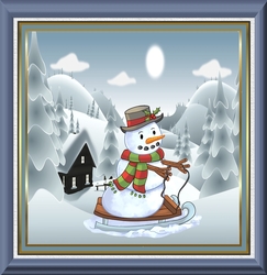 Snowman sledging