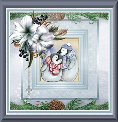festive flowers and penguins