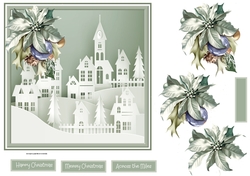 Christmas poinsettia and town