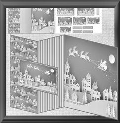 Santa flying over the roof tops