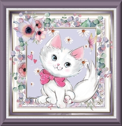 Cute kitten and flowers