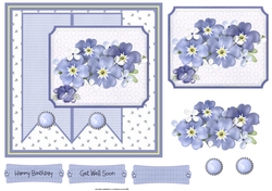 blue flowers and ribbons