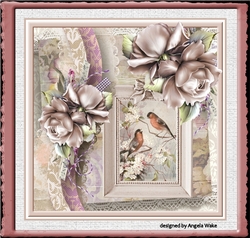 Birds, rose and lace