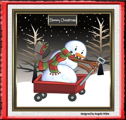 Snowman wood cart race