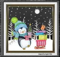 Penguin stacking the presents