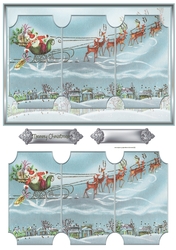 Santa flying over the roof tops