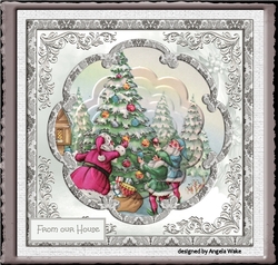 Santa and elves dressing the tree