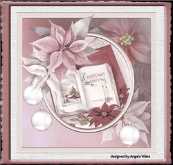 Christmas book and poinsettias